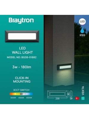 Braytron 3 Renk Slim LED Panel Modern Dekoratif Armatür - Göz Dostu Aydınlatma
