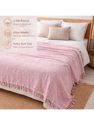 Ces Store 4 Kat Müslin Çift Kişilik Pike, Tv Battaniyesi, Koltuk Şalı ve Yatak Örtüsü Pamuklu