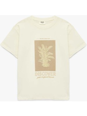 Koton 26YY59002581 Ekru Erkek Çocuk T-Shirt 6SKB10228TK