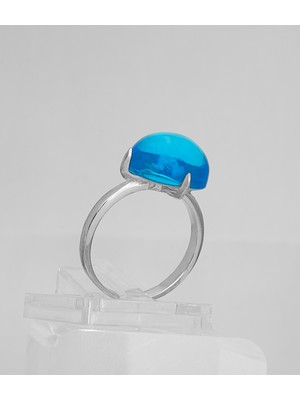 Yıldırım 925 Ayar Gümüş Oval Kesim Doğal Taşlı Kadın Yüzük