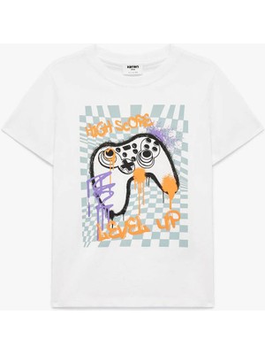 Koton Baskılı Beyaz Erkek Çocuk T-Shirt 6SKB10054TK