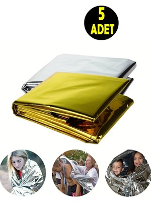 Usin 5 Adet Gold Su Geçirmez Acil Durum Ilk Yardım Termal Deprem Nem Yanık Sıcak Soğuk Koruma Battaniyesi