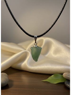 Meneva Aksesuar Aventurin Doğal Taş Deri Ipli Kolye