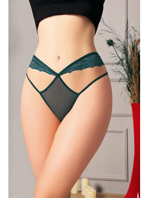 Aria's Closet Yeşil Dantelli Ip Detaylı Fantezi String Tanga