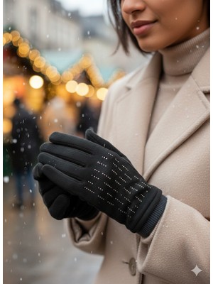 Suyutti Taş Işlemeli Lüks Kadın Eldiven
