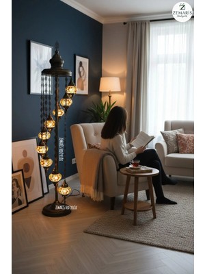 Zemaris Hediyelik El Yapımı Otantik Mozaik Lambader 9 lu