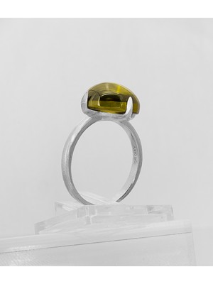 Yıldırım 925 Ayar Gümüş Oval Kesim Doğal Taşlı Zarif Kadın Gümüş Yüzük