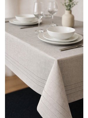 Zeyno Home Tekstil Leke Tutmayan, Kolay Temizlenen Dertsiz Colber Keten Masa Örtüsü 160CM x 220CM
