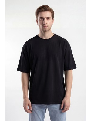 Mixima Erkek Basic Tişört %100 Pamuk Oversize Kalıp Günlük Spor T-Shirt
