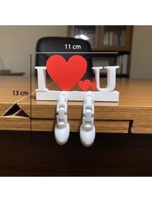 Riva Self I Love U Sallanan Bacaklı Beyaz - Kırmızı Dekoratif Masaüstü Biblo