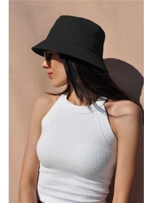 Elif İç Giyim Kadın Kova Bucket Şapka Siyah Pamuk Malzeme Desenli Standart Beden