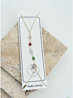 SY Aksesuar Vip Renkli Taşlı Kalp Şahmeran