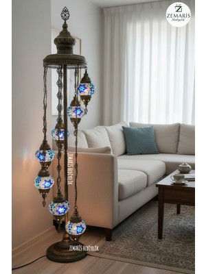 Zemaris Hediyelik El Yapımı Otantik Mozaik Lambader 7'li