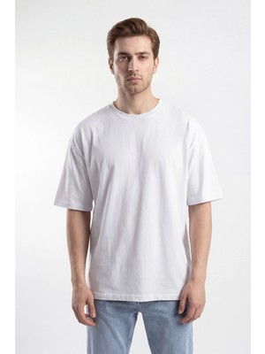 Mixima Erkek Basic Tişört %100 Pamuk Oversize Kalıp Günlük Spor T-Shirt
