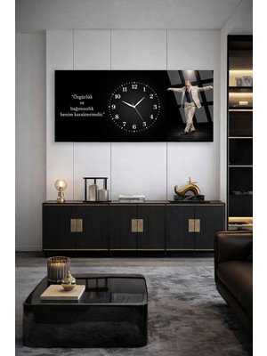 Olinpa Kırılmaz Cam Duvar Saati , Hem Tablo Hem Saat Atatürk Zeybek Temalı Atatürk Köşesi Ev Ofis Hediyesi