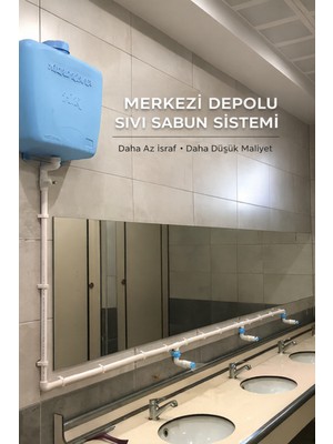 Hilal Kimya 20 Lt Butonlu 4 Musluklu Merkezi Sistem Depolu Sıvı Sabunluk MAVİ