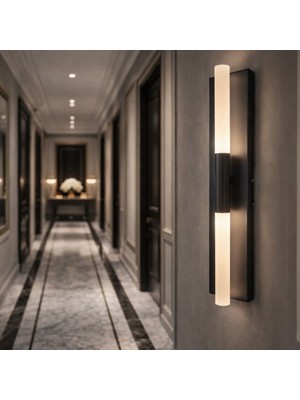 Nazik Aydınlatma Paris Siyah Modern Pilli ve Elektrikli Günışığı  Ledli 1 Adet Duvar Aplik 1ADET Pilli Aplik