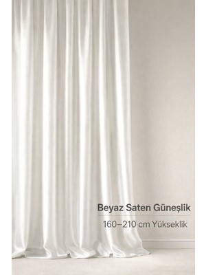 Shy Tekstil Lüks 1.sınıf Özel Dikim Elegance Beyaz Saten Güneşlik 160-210 Yükseklik Aralığı