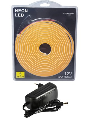 Powerr Led Aydınlatma 5 Metre 12 Volt 6X12 mm Esnek  Amber Neon LED 3A Plastik Adaptör Set