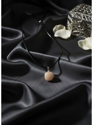 Meneva Aksesuar Akik Doğal Taş Deri Ipli Kolye