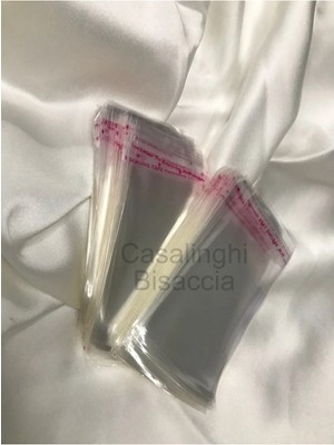 Bisaccia 5X12 cm (Kapak Payı Dahil) Yapışkanlı Jelatin Poşet Bantlı Şeffaf Opp Torba Paket- 100 Adet
