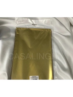 Bisaccia 10LU Altın Lüx Hediye Paketi Metalize Gold Poşet Bantlı 15X25 cm