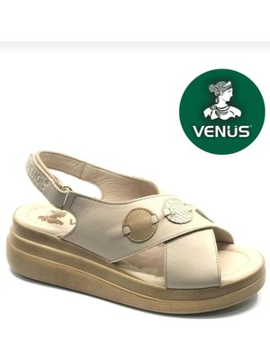 Venüs 2409920Y Kadın Hakiki Deri Dolgu Taban Günlük Sandalet