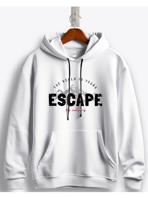 MGAX Adventure The World Is Yours Escape The Ordinary Baskılı Regular Kapşonlu Sweatshirt
