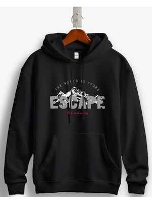 MGAX Adventure The World Is Yours Escape The Ordinary Baskılı Regular Kapşonlu Sweatshirt