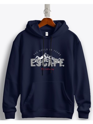 MGAX Adventure The World Is Yours Escape The Ordinary Baskılı Regular Kapşonlu Sweatshirt
