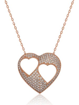 Özcömert Silver Gümüş Kalpli Bayan Kolye