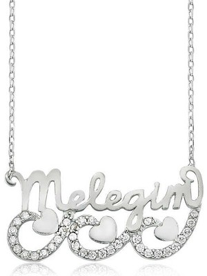 Özcömert Silver Gümüş Meleğim Yazılı Kalpli Bayan Kolye