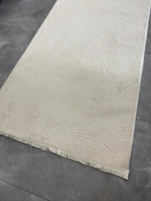 Merinos Halı Merinos Rölyef Halı Garden Açık Bej Kaymaz Taban Yolluk Makinede Yıkanabilir Halı Krem Spor Saçaklı