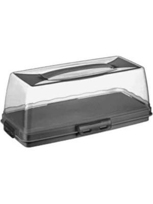 abnturk 34×14 cm Plastik Dikdörtgen Kilitli Kek Börek Pasta Fanusu Saklama&sunum Kabı