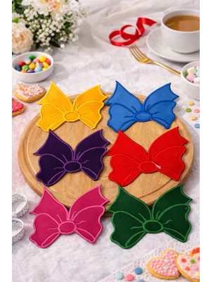 6 Adet Mix Renkli Fiyonk Kahve Sunum Mendili, Servis Peçetesi, Kokteyl Peçetesi