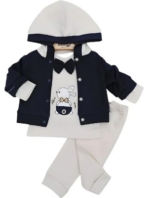 Efemkids 0/9 Ay 3'lü Pamuklu Erkek Bebek Takım Papyonlu Esnekrahat Yenidoğan Bebek Takım