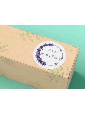 Bisaccia Kına Etiketi Mor Kına Hatırası Mat Sticker 4 cm (100 Adet)