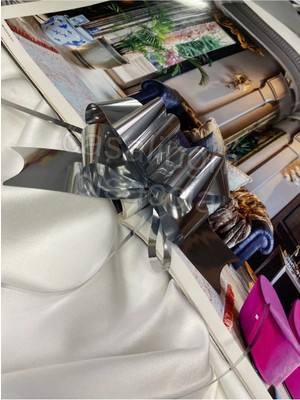 Casalinghi 4 Adet - 3 cm (30MM)- Metalik Gümüş Renk Çekmeli Silver Fiyonk Süs Hediye Paketi Süsleme