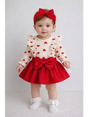 My Baby Kumsal Cayzen Fır Fır Detaylı Etekli Badi ve Bandanalı 3 Lü Set 1096