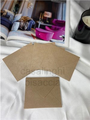 Bisaccia 5 Adet - Sevimli Küçük Mesaj Zarfı Kraft Renk Seçenekli - 7x9 cm
