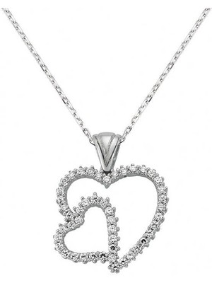 Özcömert Silver Gümüş Kalpli Bayan Kolye