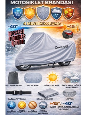 Coverall Mondial 150 Mc  Arka Çanta Uyumlu Motosiklet Brandası, Motor Örtüsü