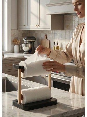 Nwood Masif Ahşap Mutfak Banyo Kağıt Havlu Organizer