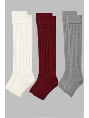 Cotenconcept 3 Çift Burunsuz Tabanlı Lastikli Diz Üstü Basic Pamuk Içerikli Tozluk