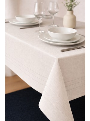 Zeyno Home Tekstil Leke Tutmayan, Kolay Temizlenen Dertsiz Colber Keten Masa Örtüsü 160CM x 220CM