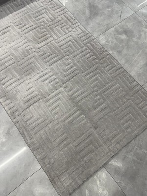 Merinos Halı Merinos Rölyef Halı Çeşme Gri Kaymaz Taban Yolluk Makinede Yıkanabilir Halı