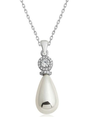 Özcömert Silver Gümüş Damla Inci Kadın Kolye