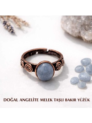 Banum Luxury Doğal Angelıte Melek Taşlı Bakır Yüzük