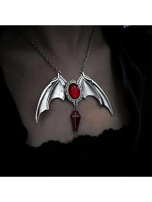 Dükkan Design Gotik Bat Cross Tabut Kolye
