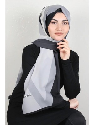 Cardion Medine Ipeği Şal Baklava Model Siyah Gri